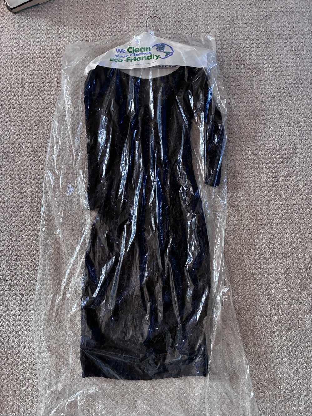 MARINA Navy Sequin Lace Dress - Picture 4 of 13